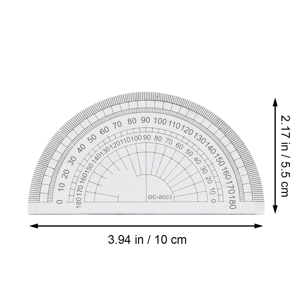 10Pcs Transparent Plastic Protractor 180 Degree Half Round Angle Measuring Tool for Student School Office Math Geometry Supplies