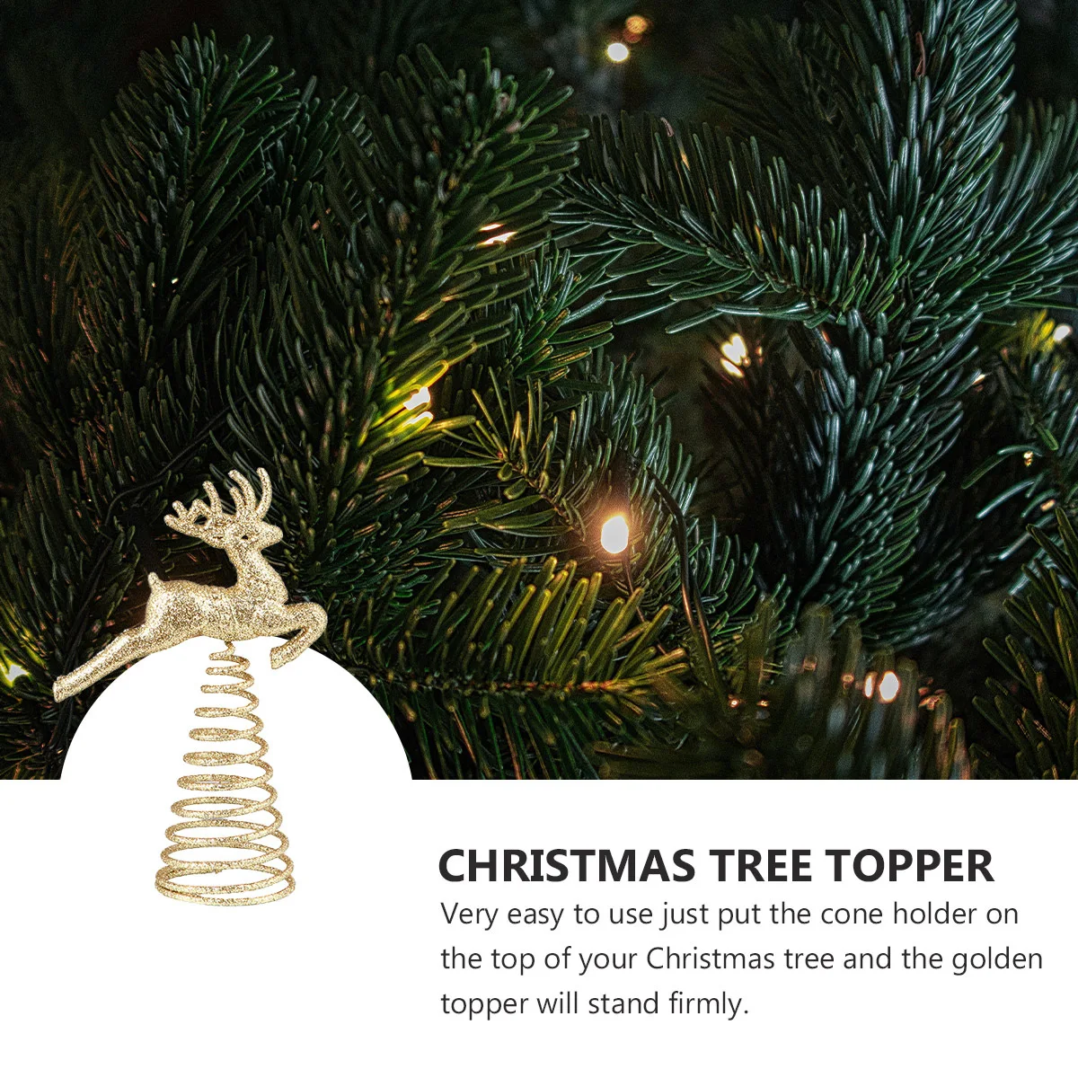 

1 Pc Christmas Tree Topper Star Deer Elk Decor Wrought Iron 3D Design Holiday Xmas Decoration for Treetop