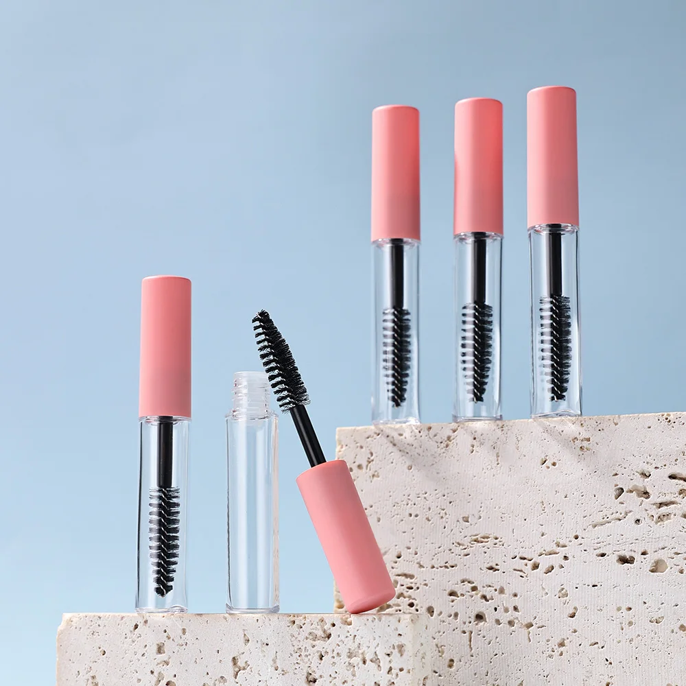 10個 5ml ピンクキャップ 空のマスカラ詰め替えボトル 10個の漏斗と10個のスポイト付き - マスカラ、ブロウジェル、アイライナー用の漏れ防止