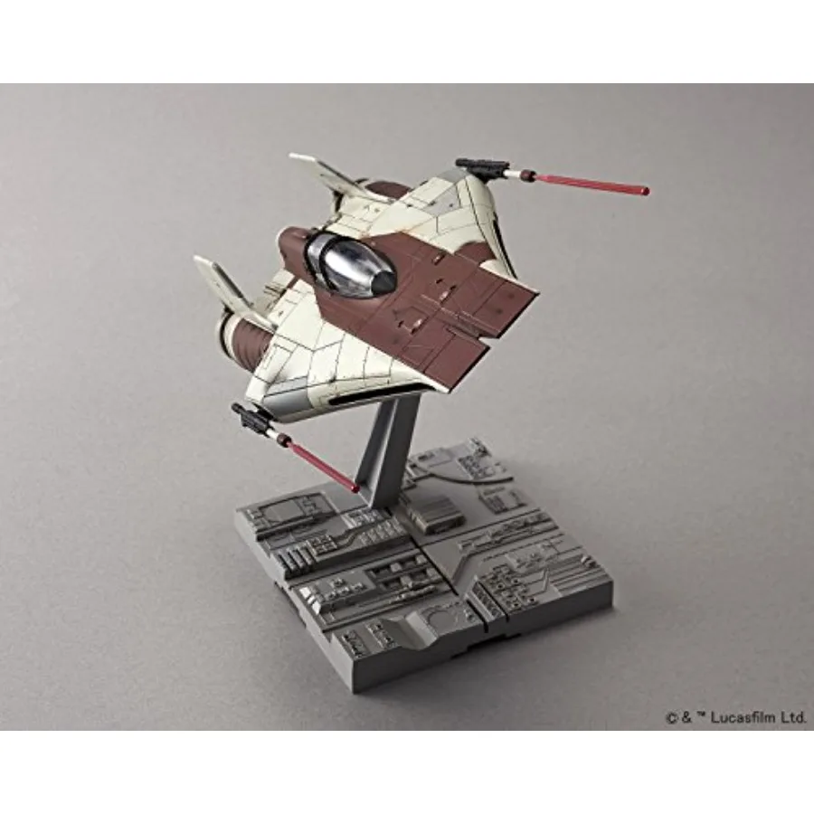 A-Wing Starfighter model kit for display use, ABS plastic, grey and blue, click-together assembly without glue