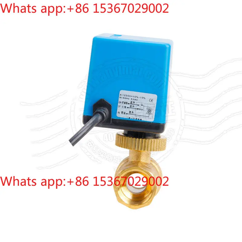 Electric ball valve two-way central air conditioning floor heater coil brass blue and green color random delivery