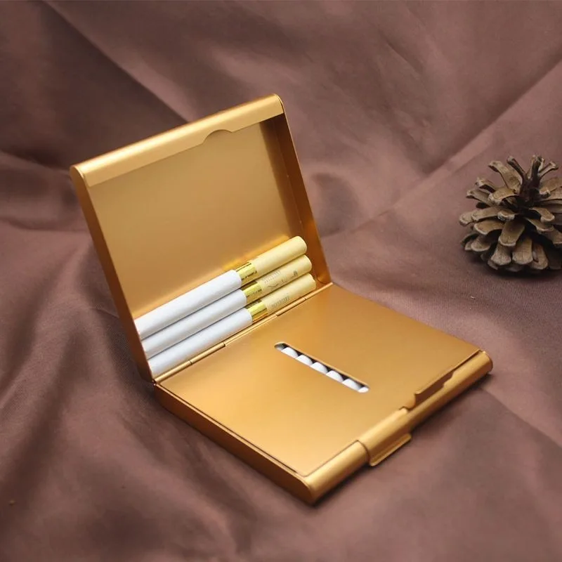 Aluminum Portable ultra thin split Cigarette Box holder 20 pack Personality Creative Metal Waterproof Cigarette case Men Gifts