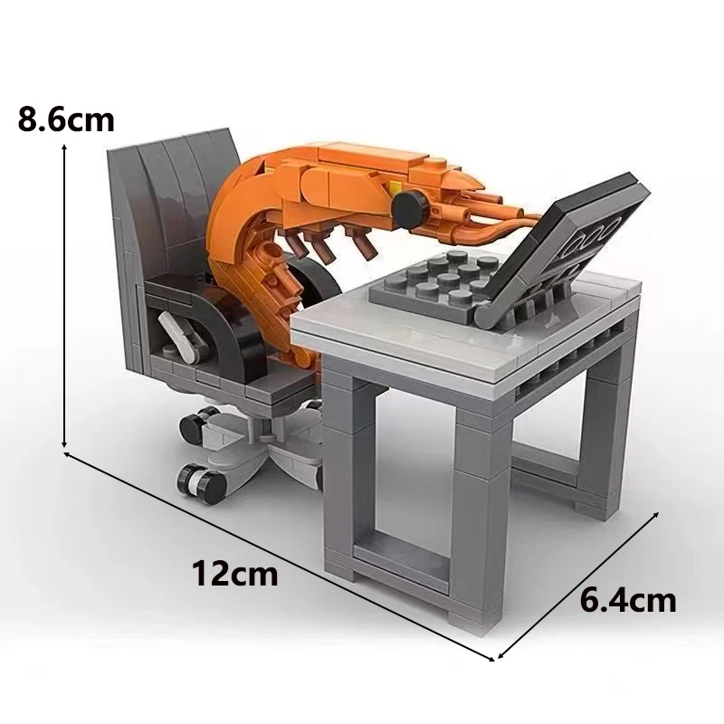 MOC 組み立てブロック エビモデルフィギュア、パズル組み立て、男の子と女の子がランダムに混ざる、インターネットで話題のクリエイティブなパロディ