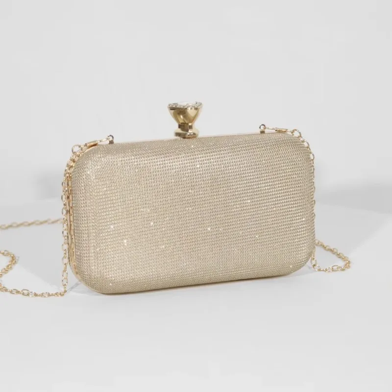 Light Luxury Woven Shiny Ladies Dinner Bag Party Bag with Chain Handbag Diamond-Encrusted High-End Bag