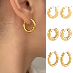 316L Stainless Steel Hoop Earrings for Men Fashion U Shape Earrings Punk Round Women Earrings Female Jewelry