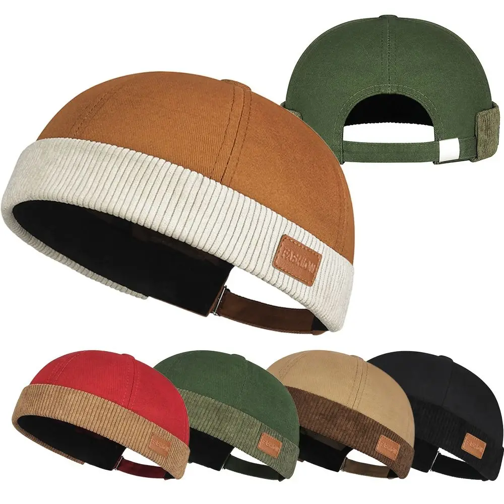Gorro informal ajustable sin ala, gorro Docker de pana Vintage, gorro de Hip Hop de Color sólido, verano y primavera