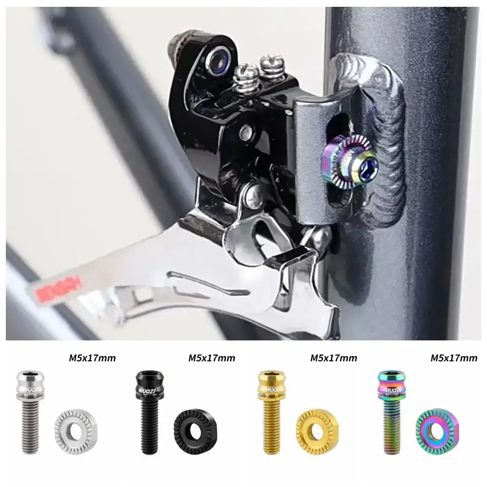 Titanium Alloy Bicycle Front Wheel Fixing Screw Arc-shaped Ultra-light Bike Frame Fixing Screws Half Moon Washer M5*17mm