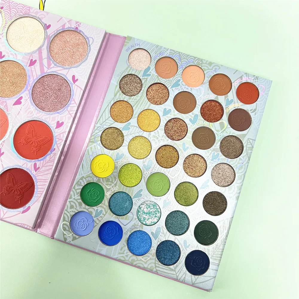 82 colori 3 pagine Cartoon Princess Matte Eyeshadow Palette Book Glitter Highlight Blush Pigment trucco professionale per il viso