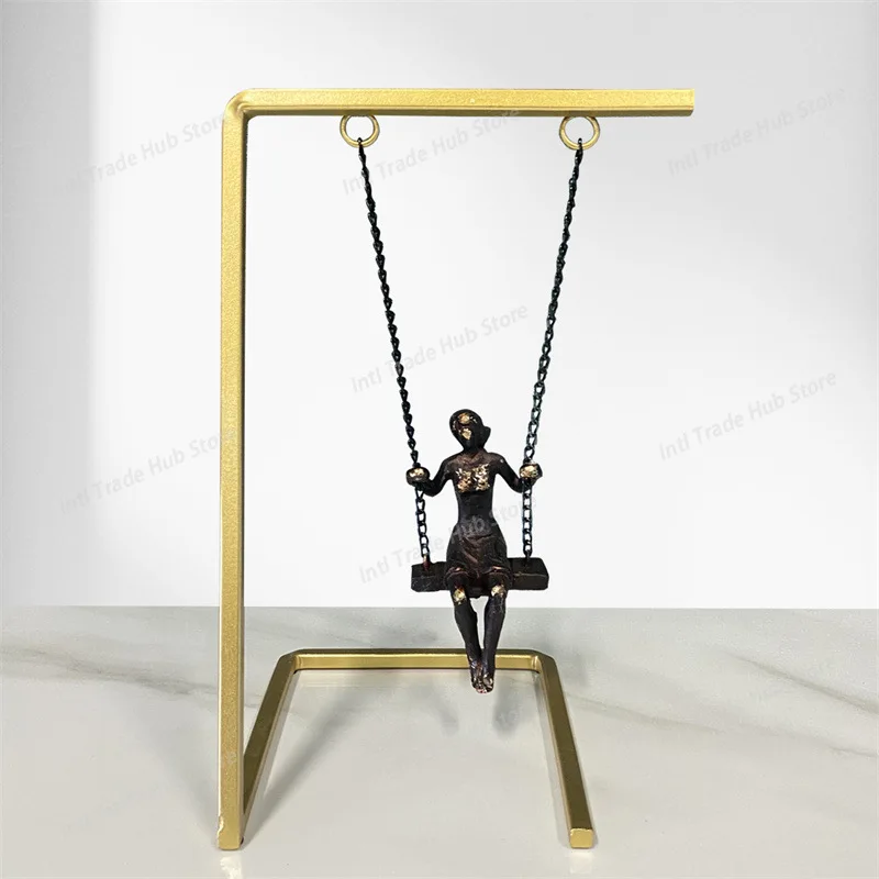 Metal Swing Character Abstract Crafts Statue Golden Swing Figures metal Sculpture Desk Decoration Ornaments Modern Home Decor