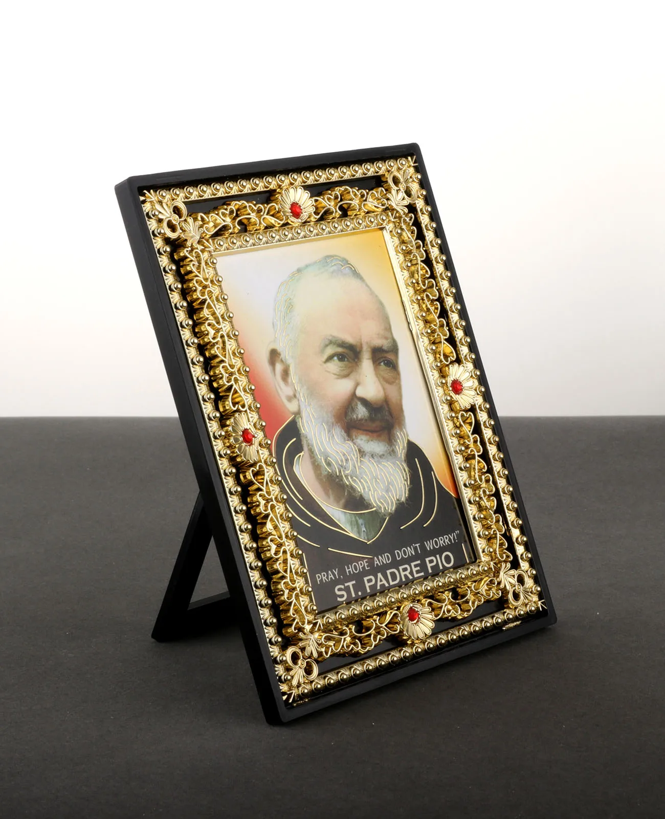 Heilige Padre Pio Heiliges Herz Jesus Icons Figur Christliche Mutter der ewigen Hilfe Quadratischer Rahmen Kirche Zuhause Tischdekoration