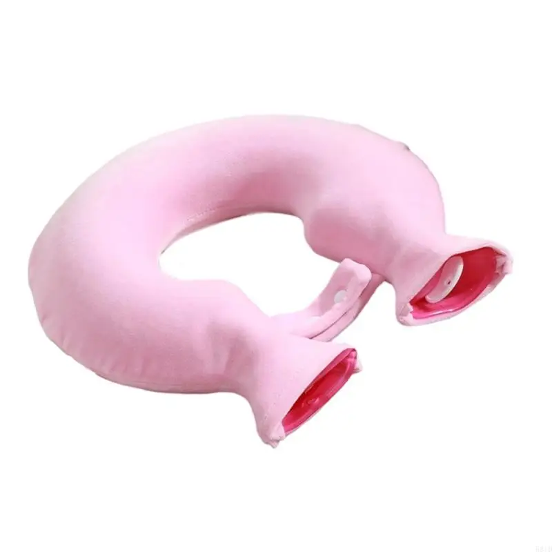 

581D Ergonomic Cervical Hot Water Bottle With Soft Fleece Cover For Neck Shoulder Warmth Throw Pillow Cushion