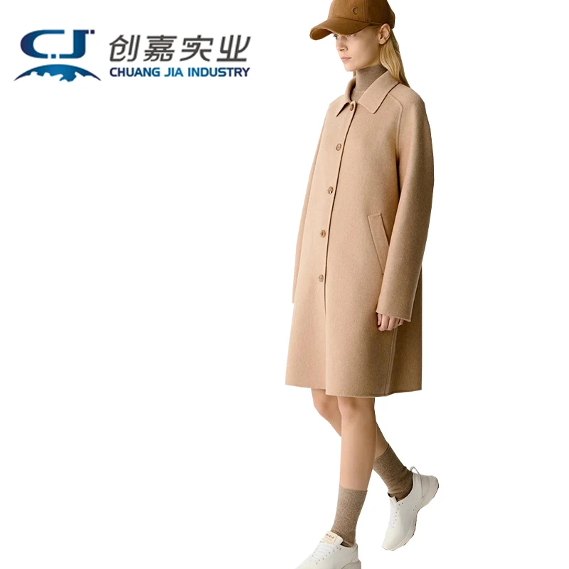 

High-end Double-sided Alpaca Fur Women's Coat, Featuring Simple Elegant Design Single Row of Buttons. Soft Comfortable Outerwear