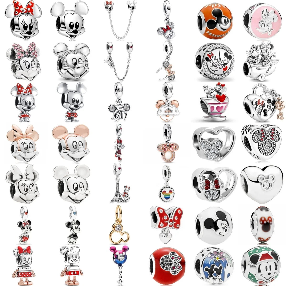 

Новый серебряный мини-подвеска Disney с Микки и Минни 925, подходит для ожерелья 925, оригинальный браслет, сделай сам, женский подарок на вечеринку