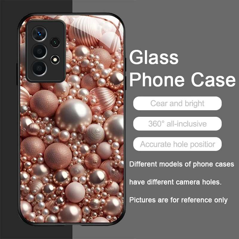 الفاخرة الماس اللؤلؤ حجر نمط الزجاج المقسى قضية الهاتف لسامسونج غالاكسي S25 الترا S24 S23 زائد S22 + S21 S20 FE غطاء #5