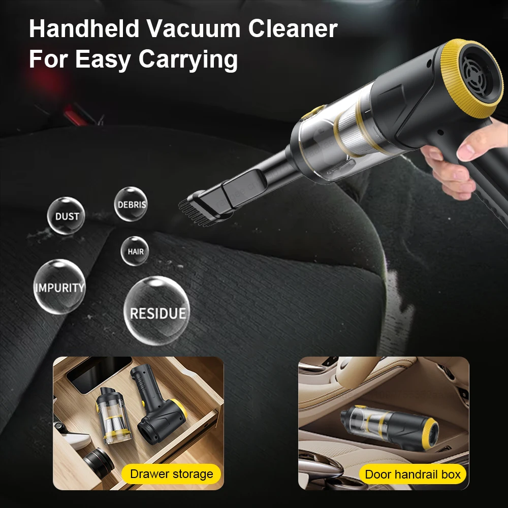 Wireless Car Vacuum Cleaner Mini Portable Vacuum Cleaner 12000Pa Powerful Suction Handheld Vacuum Cleaner for Car with LED Light