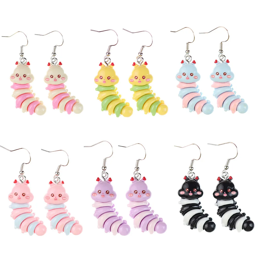 Fun and Cute Caterpillar Earrings from Japan and Korea, Creative Girl Pendant Earrings