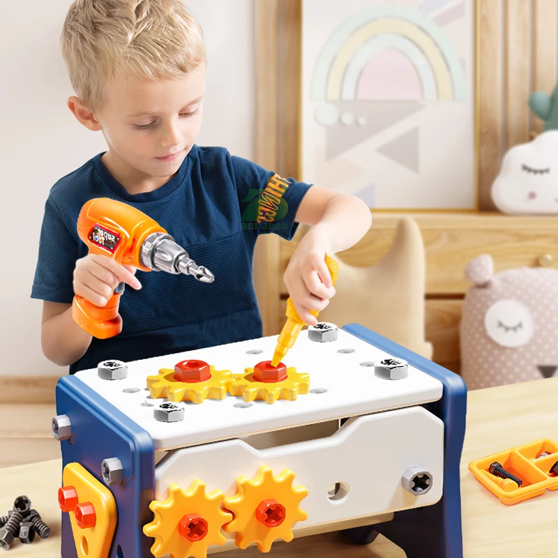 Children Montessori Construction Toys for Boy Play Tool Set DIY Electric Drill Screwdriver Repair Box Kids Toy 3 Years