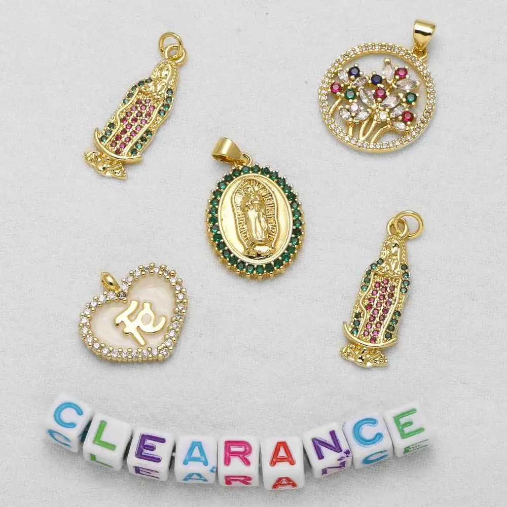 التخليص كريستال المينا مريم العذراء الصليب قلادة قلادة النحاس مطلية بالذهب الدب فراشة الصبي صنع المجوهرات Accessrios CPR