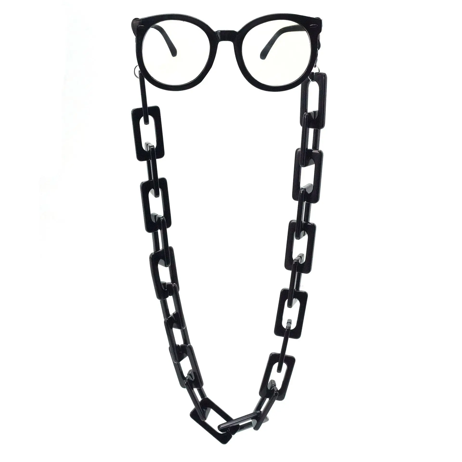 Übergroße Acryl-Brillenkette, modische Runway-Kette, schwarzes Sonnenbrillenband, Brillen, Straße, CoolStyle-Brillenseil