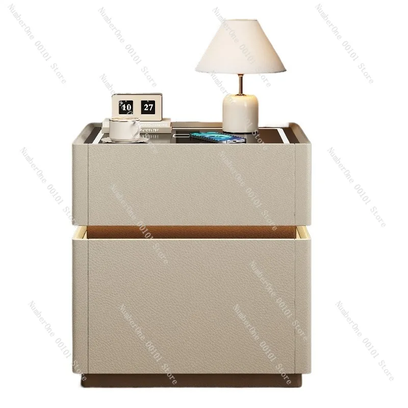 Compact Capacity Smart Solid Wood Bedside Table Safe Box Integrated 2026 Home Bedroom Small Security Cabinet FingerprintPassword