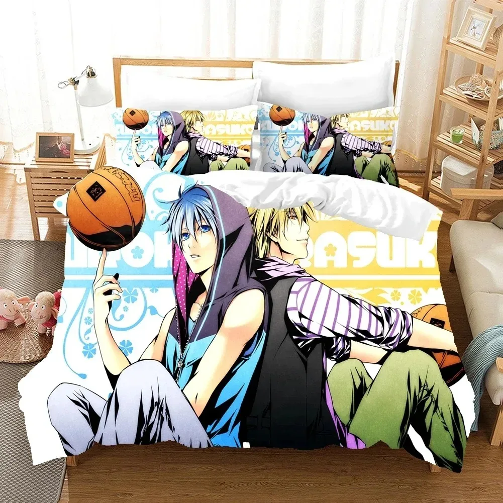 

Kurokos Basketball Bedding Set Anime Comforter 3D Print Luxury Duvet Cover Set Home Textile Queen King Single Size Cartoon Boys