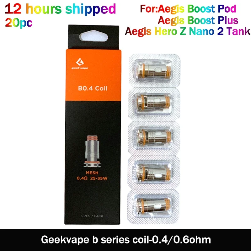 

Original Geekvape Boost Coils B Series Core 0.4ohm For Aegis Boost Pod Aegis Hero Z Nano 2 Tank coil Electronic Cigarettes Cores