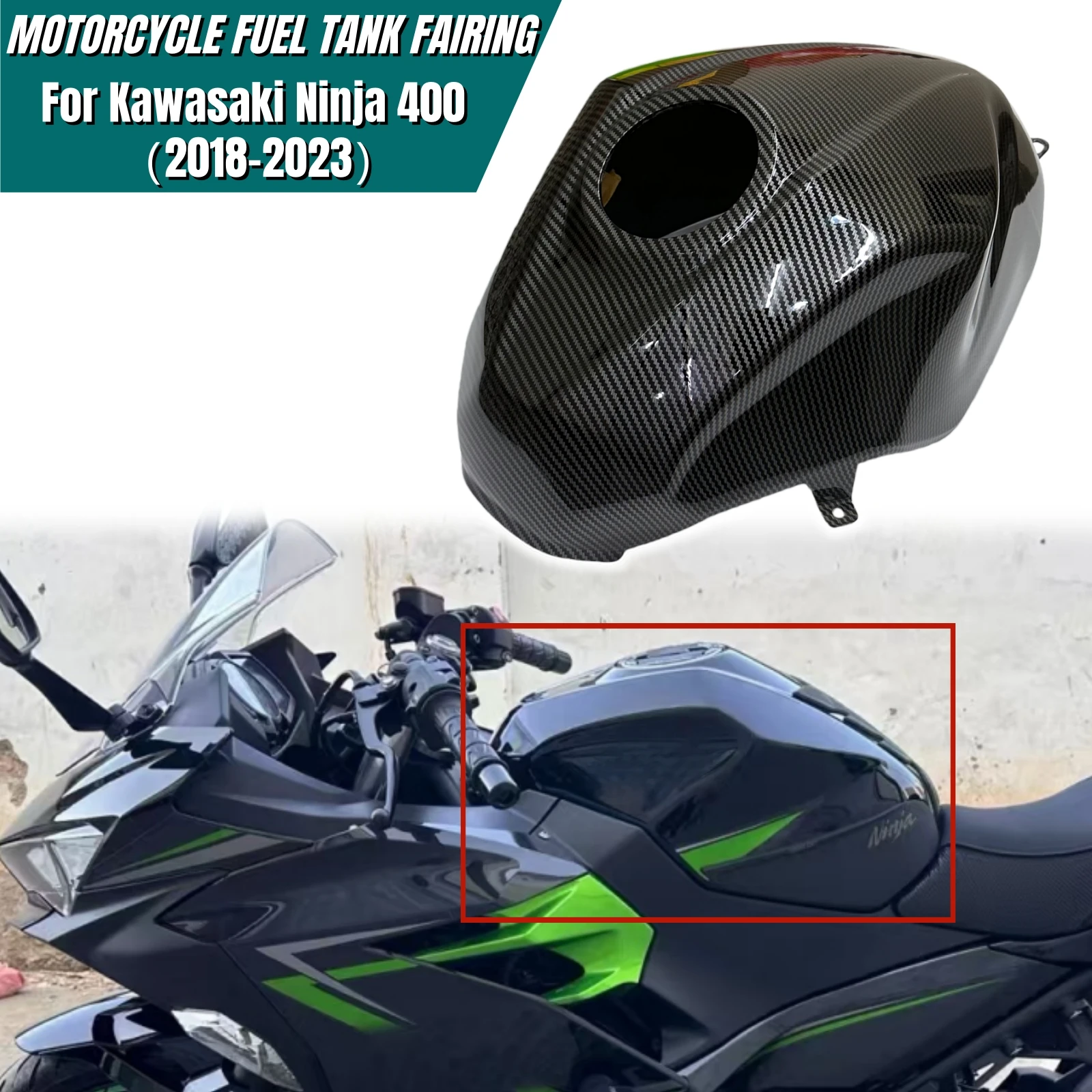 

Для Kawasaki Ninja 400 2018-2023 обтекатель топливного бака мотоцикла, комплект из АБС-пластика, внешние детали из углеродного волокна