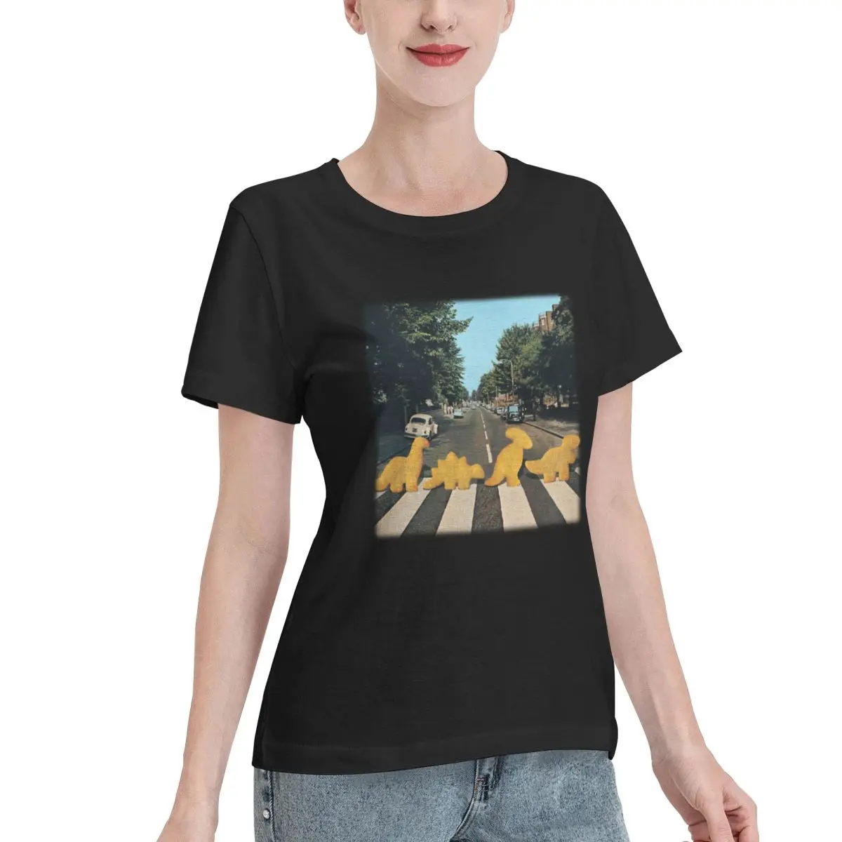 Autumn Inner Dinosaur Chicken Nuggets - Nuggie Road Women's T-shirt Cool Minimalist Tshirt