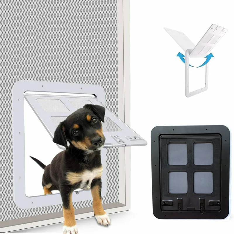 Pet Dog Screen Door Home Lockable Sliding Cat Screen Door Magnetic Self-Closing Screen Dog Fence Locking Function Gate Pet Door