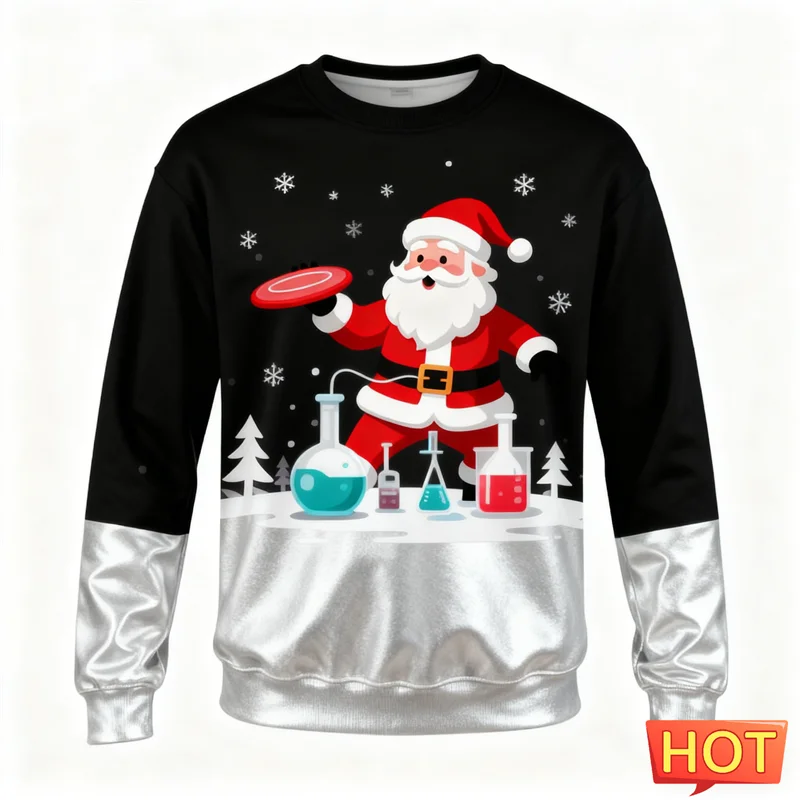 

Забавный мультяшный Санта-Клаус, уродливый рождественский свитер для мужчин, модные модные рождественские толстовки с 3D принтом, крутые уличные пуловеры