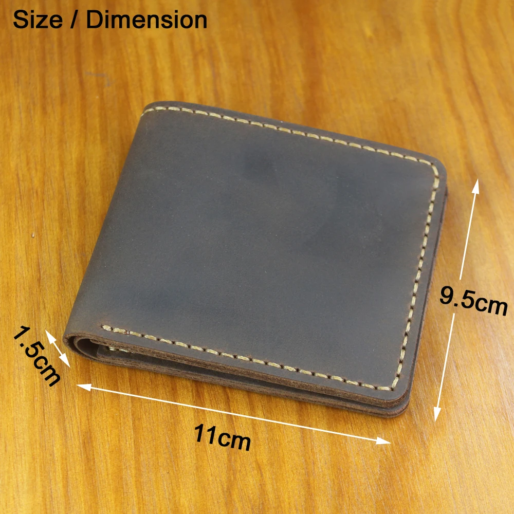 Luxury Handmade Genuine Leather Men's Wallet Bifold Money Bag Male Real Leather Money Clips Short Card Holder Wallet Vintage