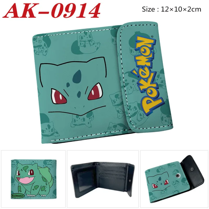 Pikachu Gengar Coin Purse Fashion PU Leather Folding Short Wallet Cartoon Student ID Card Holder Wallets Storage Bags Gifts