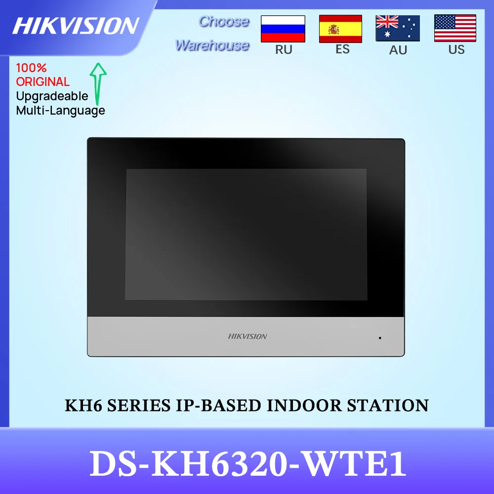 Hikvision Original Multi-Language DS-KH6320-WTE1 7Inch Touch Screen IP-Based Indoor Station Receive Call Live View Remotely WIFI