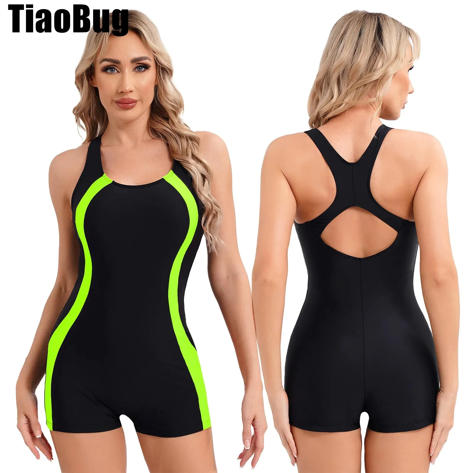 Bañador sin mangas para mujer, traje de baño atlético de una pieza con espalda cruzada, traje de baño modesto acolchado para deporte acuático, Mono