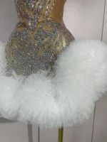 STOCK Diamonds Mesh Sexy See Through Cocktail Mini Dress Women Eveing Luxury Birthday Party Singer Nightclub Show Stage Costume - Image 6
