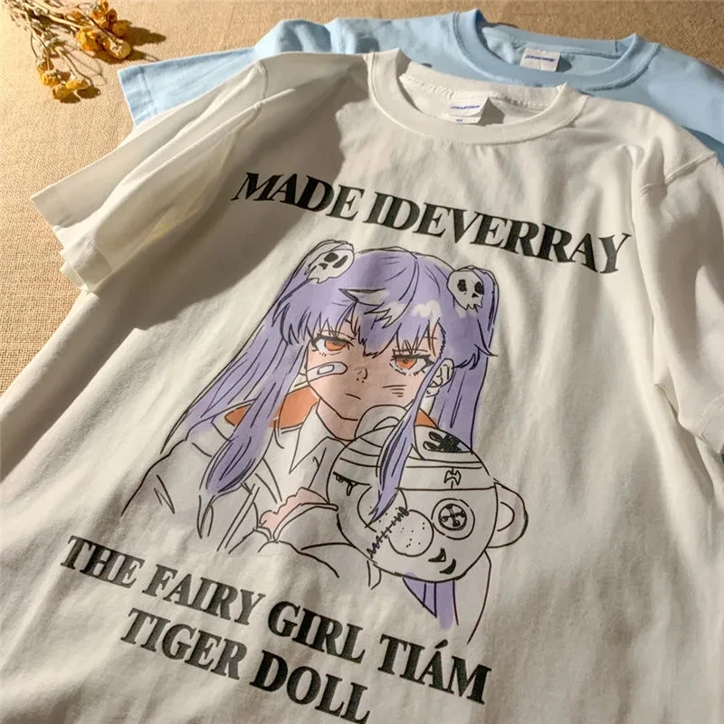 تي شيرت الإناث قميص فاسق التي شيرت المرأة تي شيرت Harajuku قمة Harajuku انمي ياباني شخصية طباعة الكرتون الجرافيك تي شيرت