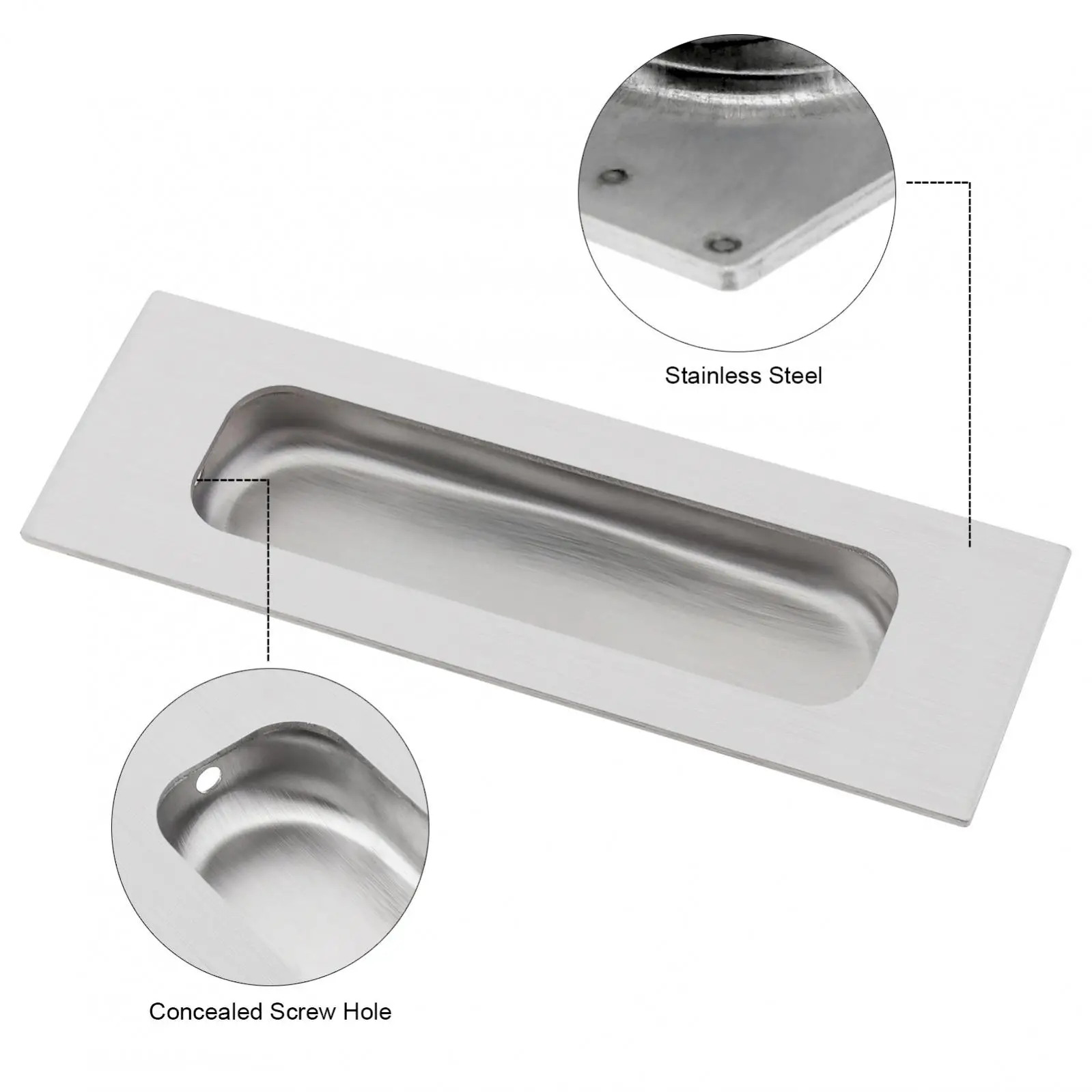 

Durable 304 Stainless Steel Brushed Nickel Sliding Closet Door Handles Silver Flush Pulls