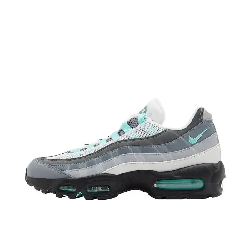 Nike Air Max 95 Men's White Gray Blue Fashion Design Retro All-in-one Anti-slip Wear Breathable Comfortable Running Shoes