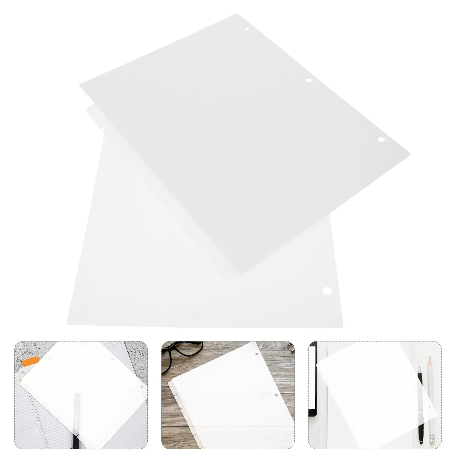 8 arkuszy Białe przekładki do kartek 3 otwory Przekładki indeksowe Przekładki do notatników Organizery plików Markery do stron z luźnymi kartkami Plastikowy segregator