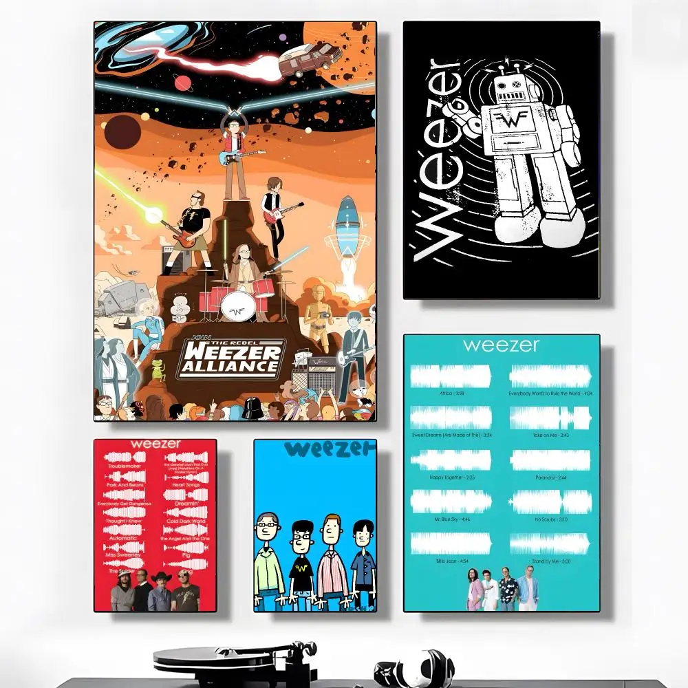 W Alternative Rock Band Weezer Poster HD Art Sticky Wall Waterproof Home Living Room Aesthetic Decoration