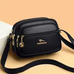 Fashion Shoulder Messenger Bag for Women High Quality Multi-pocket Soft Leather Purses and Handbags Luxury Ladies Crossbody Bags