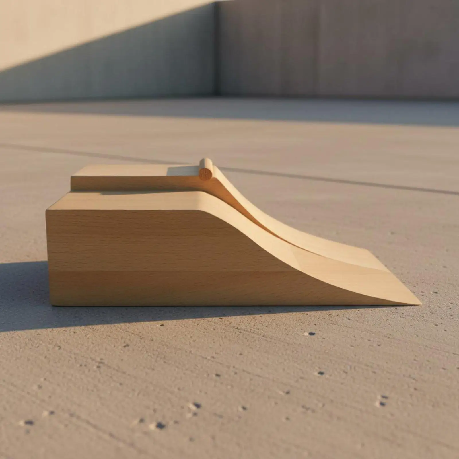 All Wood Skateboard Obstacle Ramp for Desk Use with Sturdy Build for Repeated Trick Practice and Skill Refinement