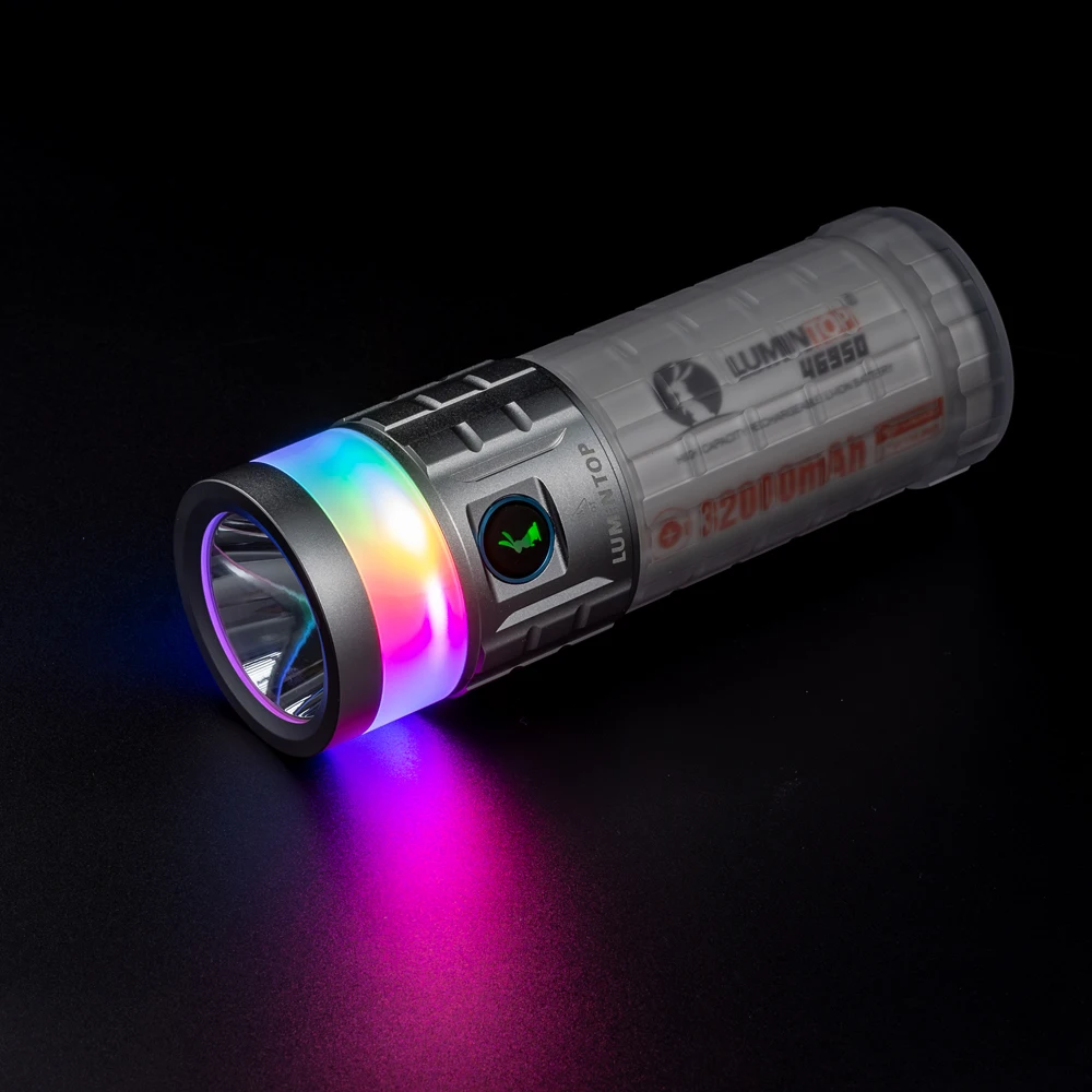 

40W Flashlight Rainbow LED+RGB 3000LM 1000M 46950 32000mAh Battery USB-C Rechargeable Power Bank Hiking Camping Torch
