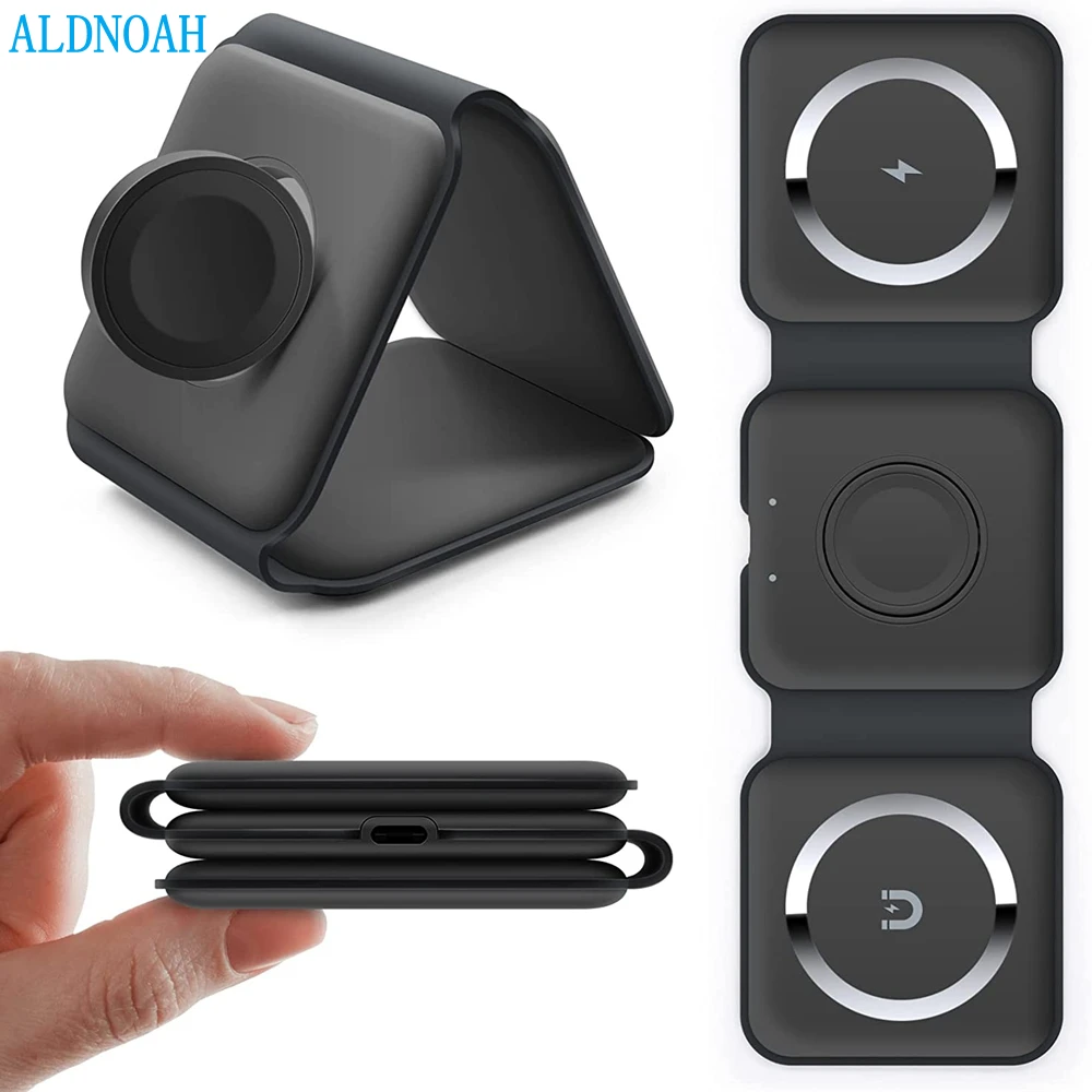 

3 In 1 Magnetic Wireless Charger Pad For iPhone 14 13 12 Pro Max 11 Apple Watch 8 7 Airpods Portable Fast Charging Dock Station