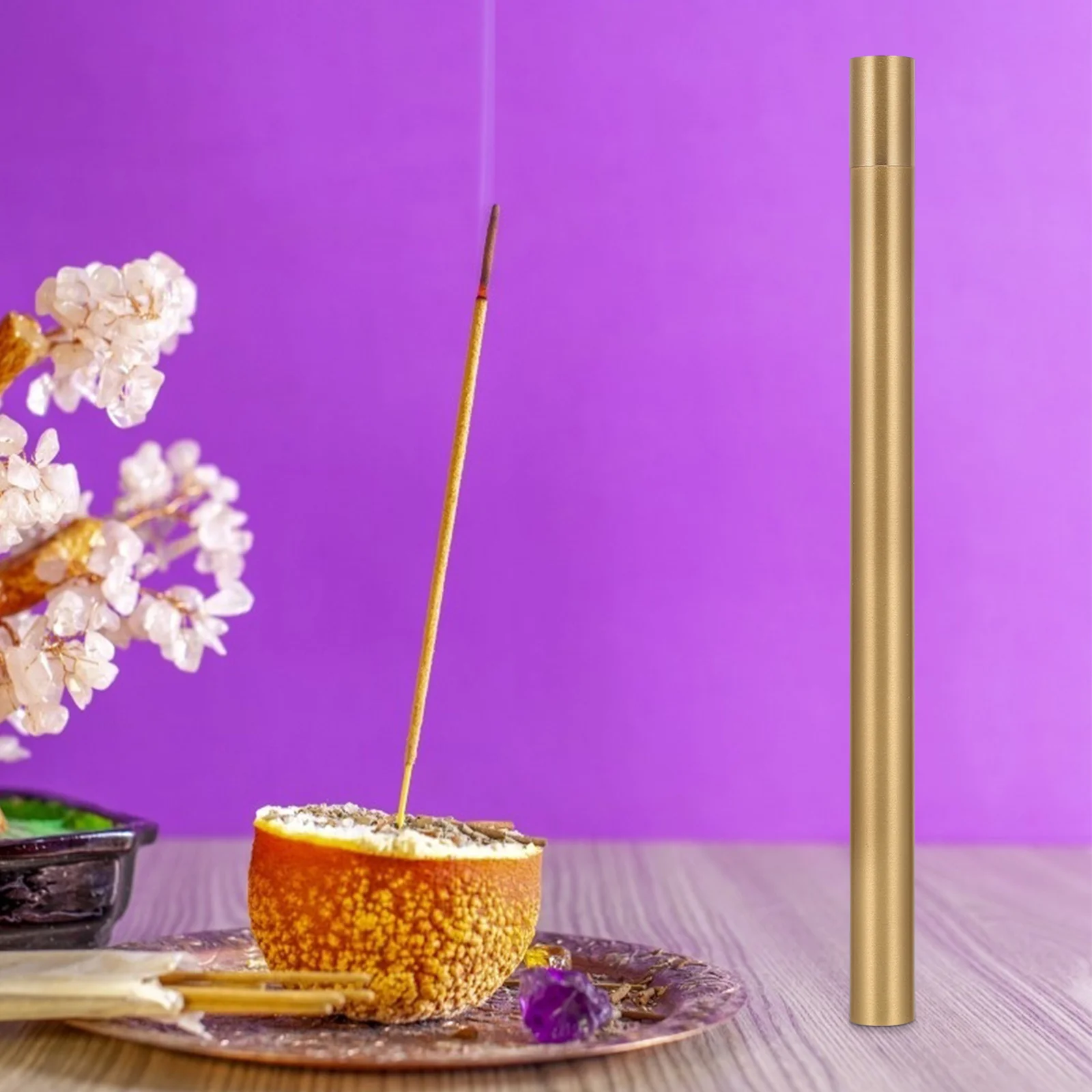 

1pc Copper Incense Tube Holder Portable Stick Container Screw Top Aroma Storage Incense Stick Tube Home Decor