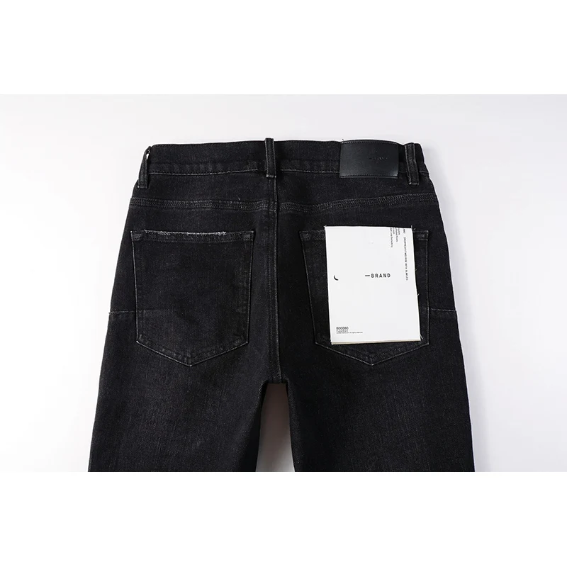 DistMurcia-Jean moulant noir pour homme, pantalon moulant à boutons, haute commande, déchiré, trous, moustache, streetwear