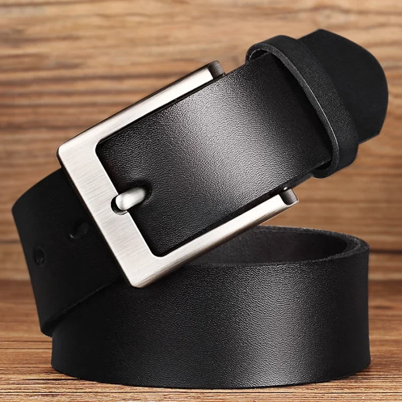 

Cow Genuine Leather Belt for Men High Quality Metal Pin Buckle Jeans Belt Cowskin Casual Belts Business Belt Cowboy Waistband