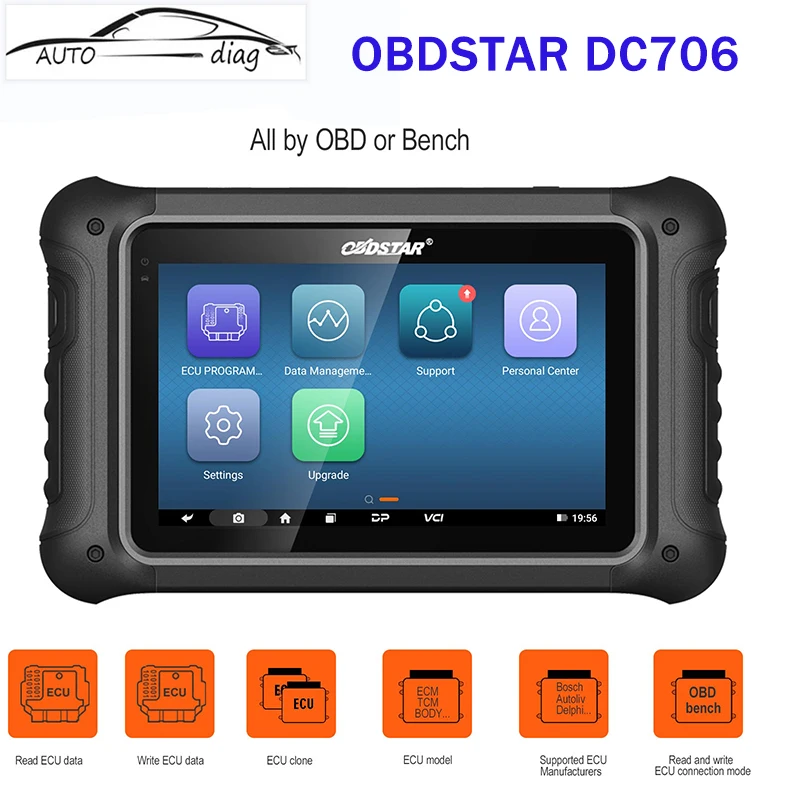 Original OBDSTAR DC706 ECU Tool Full Version for ECM /TCM/ BODY/Clone by OBD or BENCH for Car and Motorcycle Plus P003