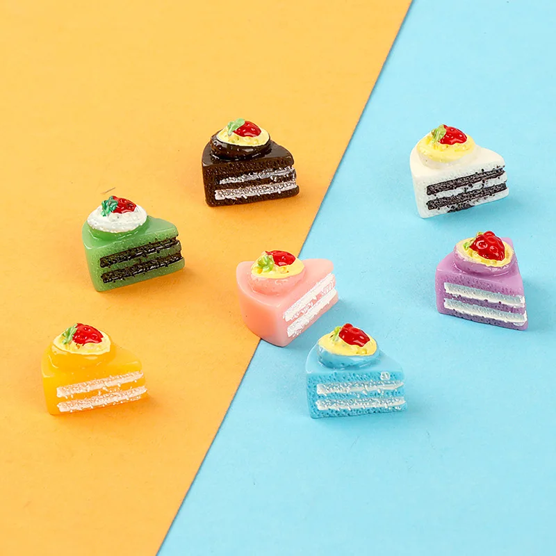 10Pcs Cute 3D Mini Resin Cake Flatback Charms Miniature Cabochon Ornaments DIY Craft Supplies