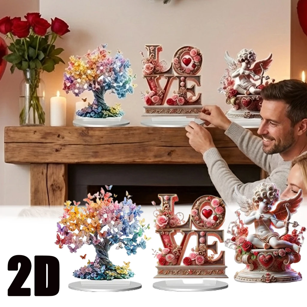 Crystal Butterfly Love Tree with Cupid Figurine A Romantic Lucky Charm Home Decor Symbol of Love for Livingroom Tabletop Display